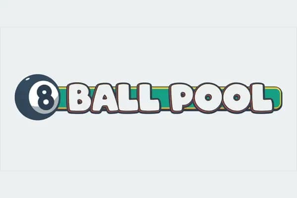 8 Ball Pool Logo with an actual 8 ball as the number 8